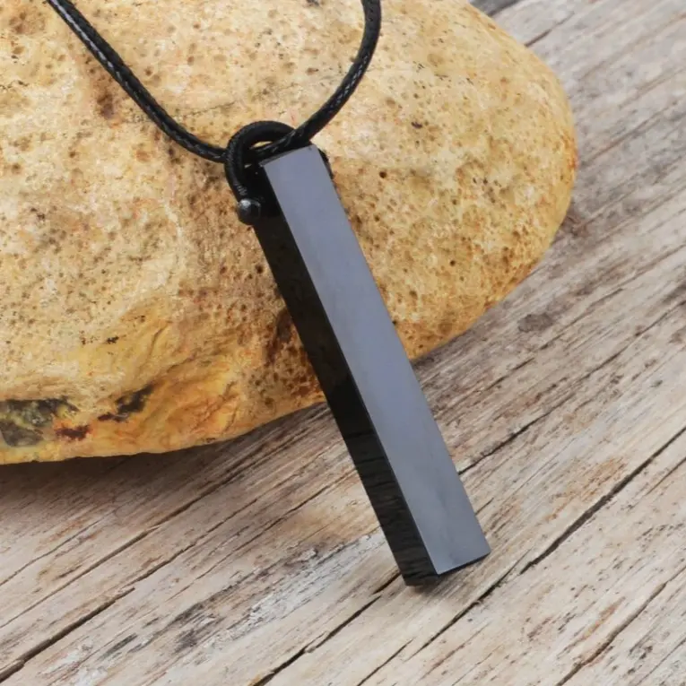 Adults' Natural Black Obsidian Healing Crystal Pendant Necklace - Handmade Semiprecious Natural Stone Minimalist Pendant, 24-in Cord, 40mm Size, Grounding Vibration, Psychic Protection, Easy to Style, 1 Month Warranty, Casual Daily Wear