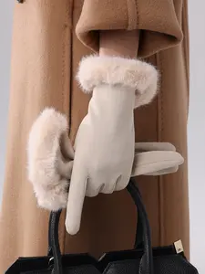 Women's Winter Gloves, Soft Warm Faux Rabbit Fur Mitts, Touchscreen Compatible, Stylish & Cozy Handwear for Cold Weather