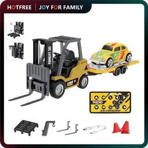 Hotfree 1/64 Mini RC Forklift Truck – 11 Channel, 2.4GHz APP & Remote Control, USB-C Rechargeable Alloy Construction, Mini Car Toy, 2-in-1 Fork & Hook, Birthday Christmas Gift for Kids & Adults