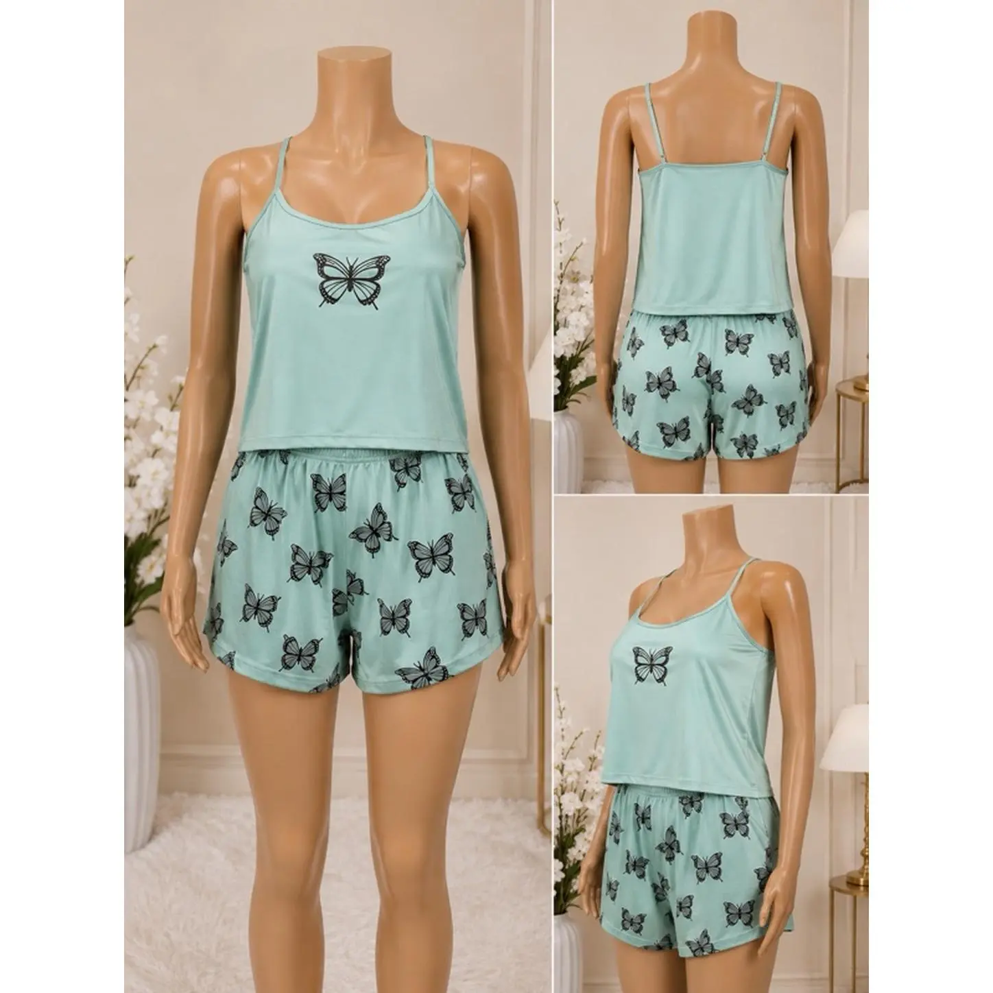 Butterfly Print Pajama Set for Women - XL Size, Comfortable and Stylish Sleepwear