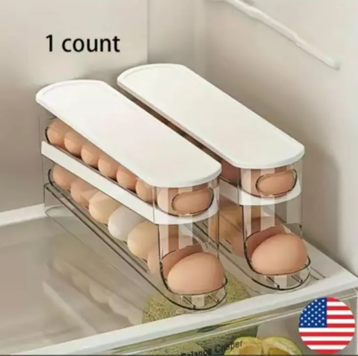 Automatic Egg Roller Double Layer Refrigerator Egg Dispenser For Fridge Cabinet and Storage Grid