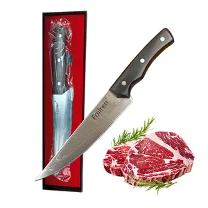 FOILREN - Chef Knife, Slicing Knife, Fish Bone Removal Knife | 10Cr15CoMoV Steel (VG10) | 50±2 HRC Blade with Sharp Edge | Ergonomic G10 Wooden Handle - Suitable for Home & Professionals Use | Damascus Layered Steel Kitchen Knives Set for Men