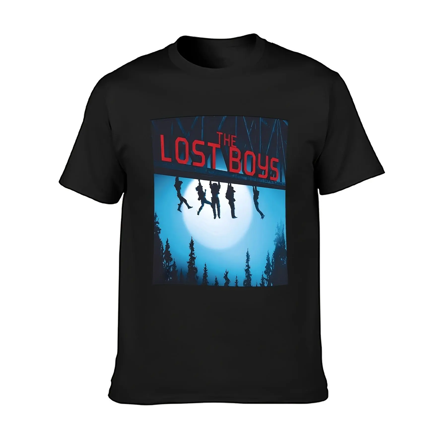 The Lost Boys 80s Movie Nostalgia Graphic T-Shirt - Men's Retro Cotton Tee with "THE LOST BOYS" Print, Black, Casual Round Neck Short Sleeve Shirt for Casual Attire Graphic tee