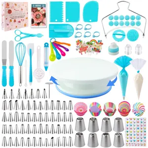 Cake Decorating Kit 356-Piece Turntable Squeezing Set Pastry Bag for Baking Enthusiasts Daily Home Baking Ornaments Decoration