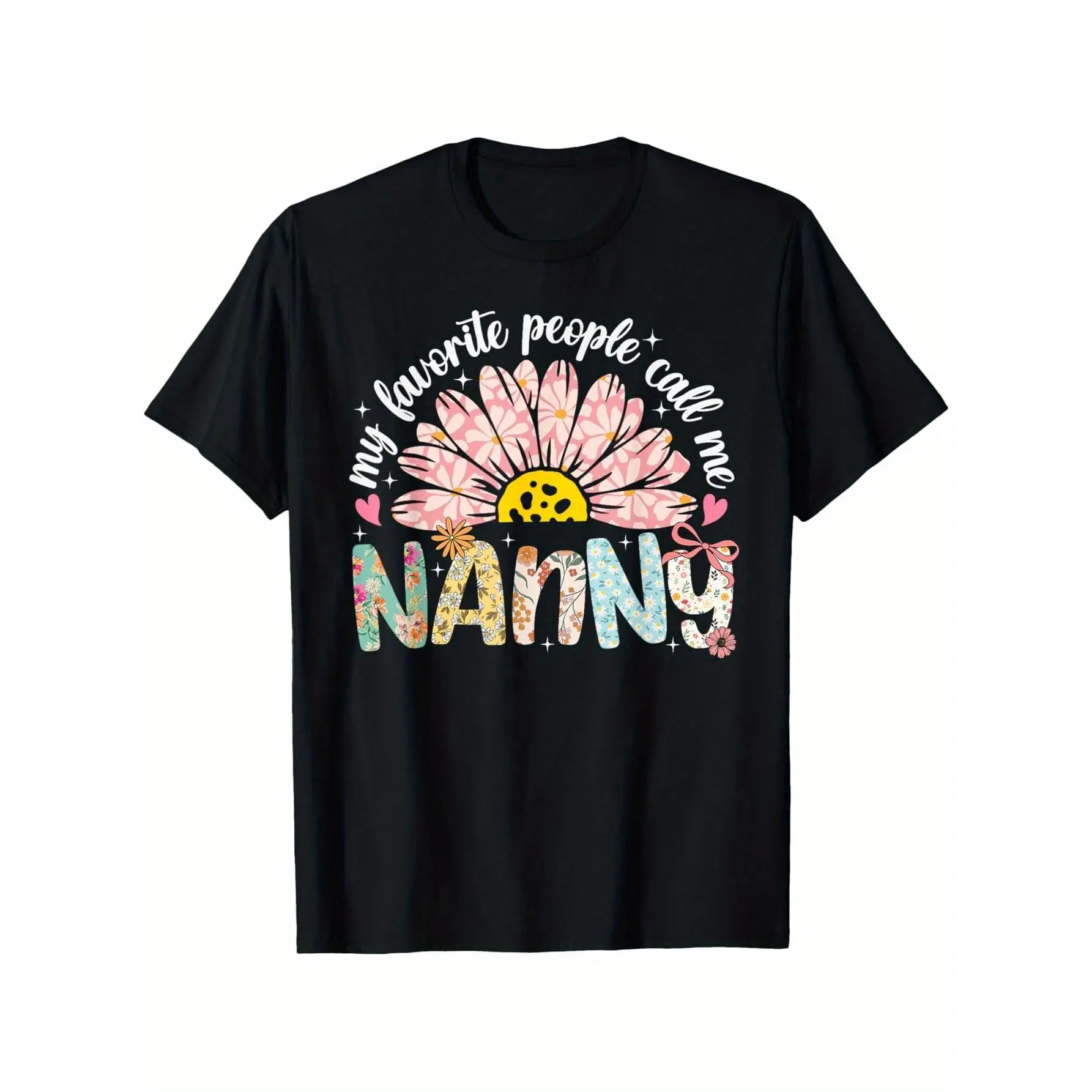 Men's 100% Cotton Round Neck Shortsleeve Fitted Casual Streetwear Tee Top, Single-Side Fabric Graphic "My Favorite People Call Me Nanny" Design, Black, 1pc, S-XXXL, Menswear Gift for Mother's Day/Birthdays Vintage Graphic Tees