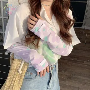 4-pcs Cute Floral Print Cooling Arm Sleeves, UV Protection Sun Sleeves, Breathable Ice Silk Arm Covers, Loose Stretchy Arm Guards for Women, Outdoor Driving Cycling Running