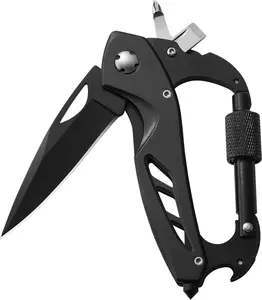 Multitool Carabiner with Pocket Knife, 6-in-1 Multi Tools with Window Breaker, Bottle Opener and Screwdriver,Camping and Mountaineering Survival Equipment, Christmas Gifts for Men and Women