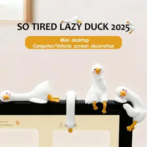 So Tired Lazy Duck Mini Desk Accessories 2025 New Desk Ornaments Work Partner 4pcs/set Perfect Desktop monitor for laptop Computer Screens, Office, and Home Decor Black Friday Christmas Gifts﻿ Gifts for colleagues