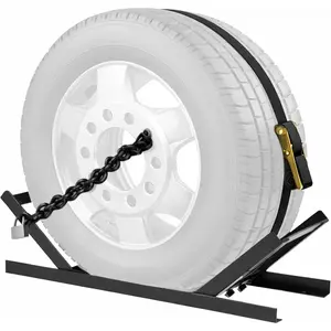 Semi Truck Spare Tire Rack Commercial Truck Tire Storage Rack Tractor Trailer with Ratchet Strap Chain and Lock