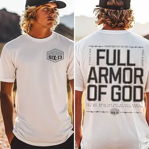 unisex T - shirt with "Ephesians 6:13" Front Print and "Full Armor of God" Back Design, Short - sleeve Religious Apparel