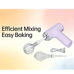 Electric Hand Mixer USB Rechargeable - 3 Speed Wireless Egg Beater for Baking, Cream & Cake Mixing, Portable Kitchen Hand Blender for Home & Camping