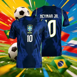 2026 Brazil Away 10#Neymar and 7#VINI 11#Raphinha Short And Long Sleeve Soccer Jersey Fans Versio Breathable
