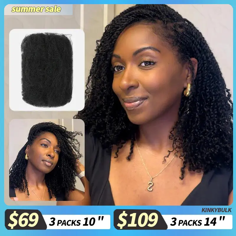 QVR Natural Black Afro kinky Bulk Hair Extensions For Braiding Dreadlock Human Hair #SummerWins #DealsForYouDays