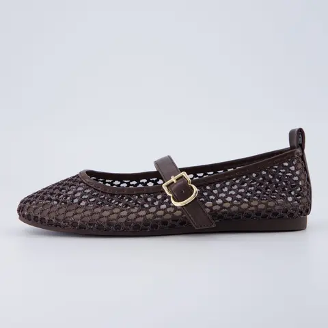 Cushionaire Gracie Mesh Mary Jane Flats for Women |  Breathable Ballet Flats with Adjustable Buckle Strap and Memory Foam Cushioning