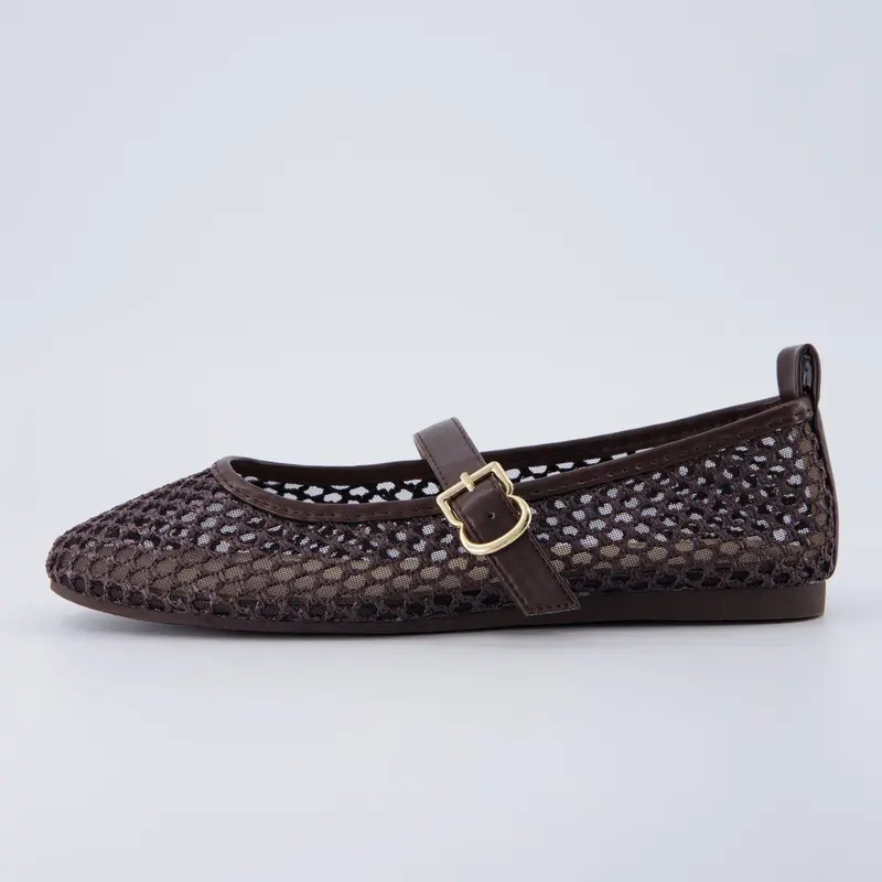Cushionaire Gracie Mesh Mary Jane Flats for Women |  Breathable Ballet Flats with Adjustable Buckle Strap and Memory Foam Cushioning