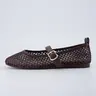 Cushionaire Gracie Mesh Mary Jane Flats for Women |  Breathable Ballet Flats with Adjustable Buckle Strap and Memory Foam Cushioning