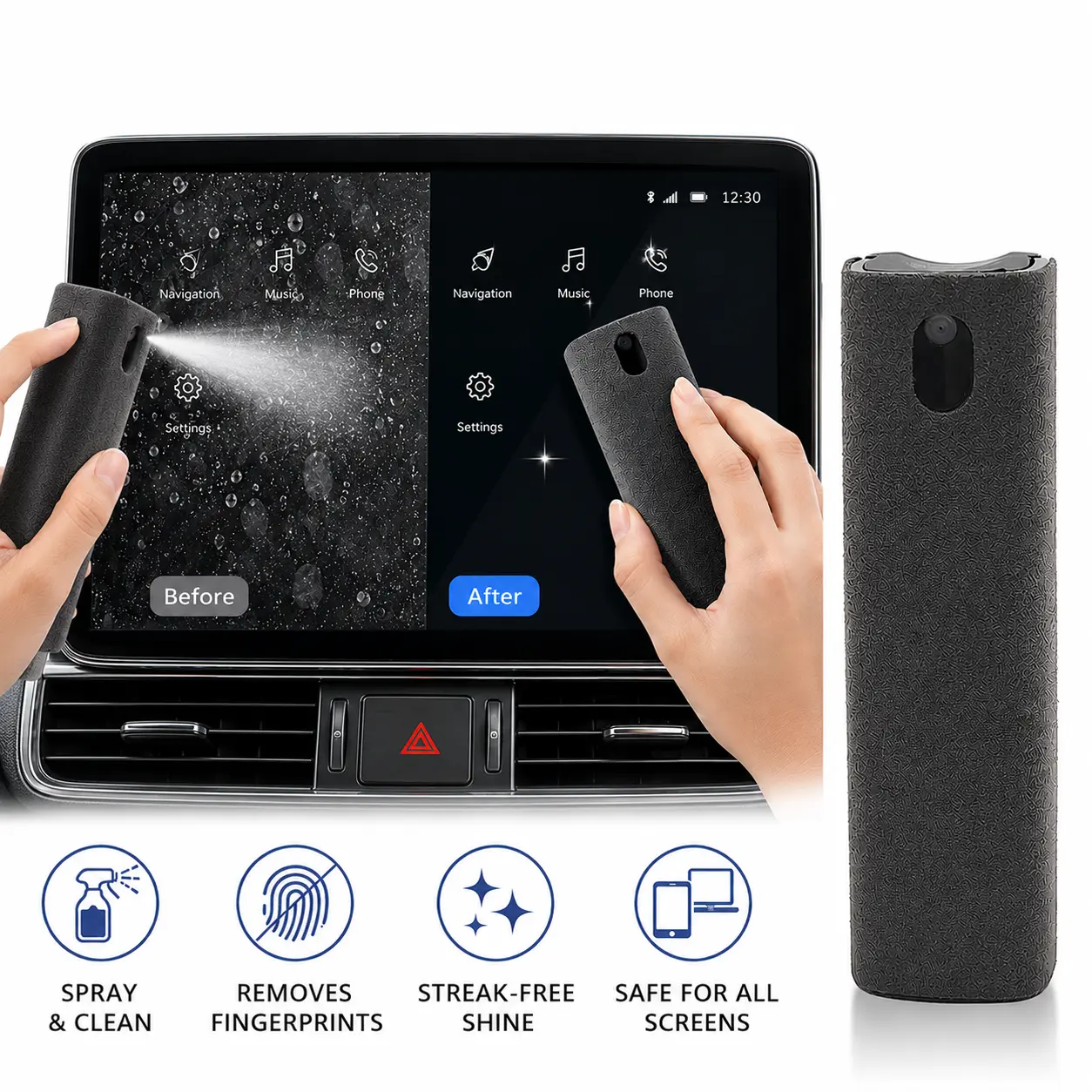 3 in 1 cellphone Car Screen Cleaning Spray, cellphone Car Screen Cleaning Tool, Portable cellphone Car Screen Cleaning Spray, cellphone Car Interior Cleaning Tool