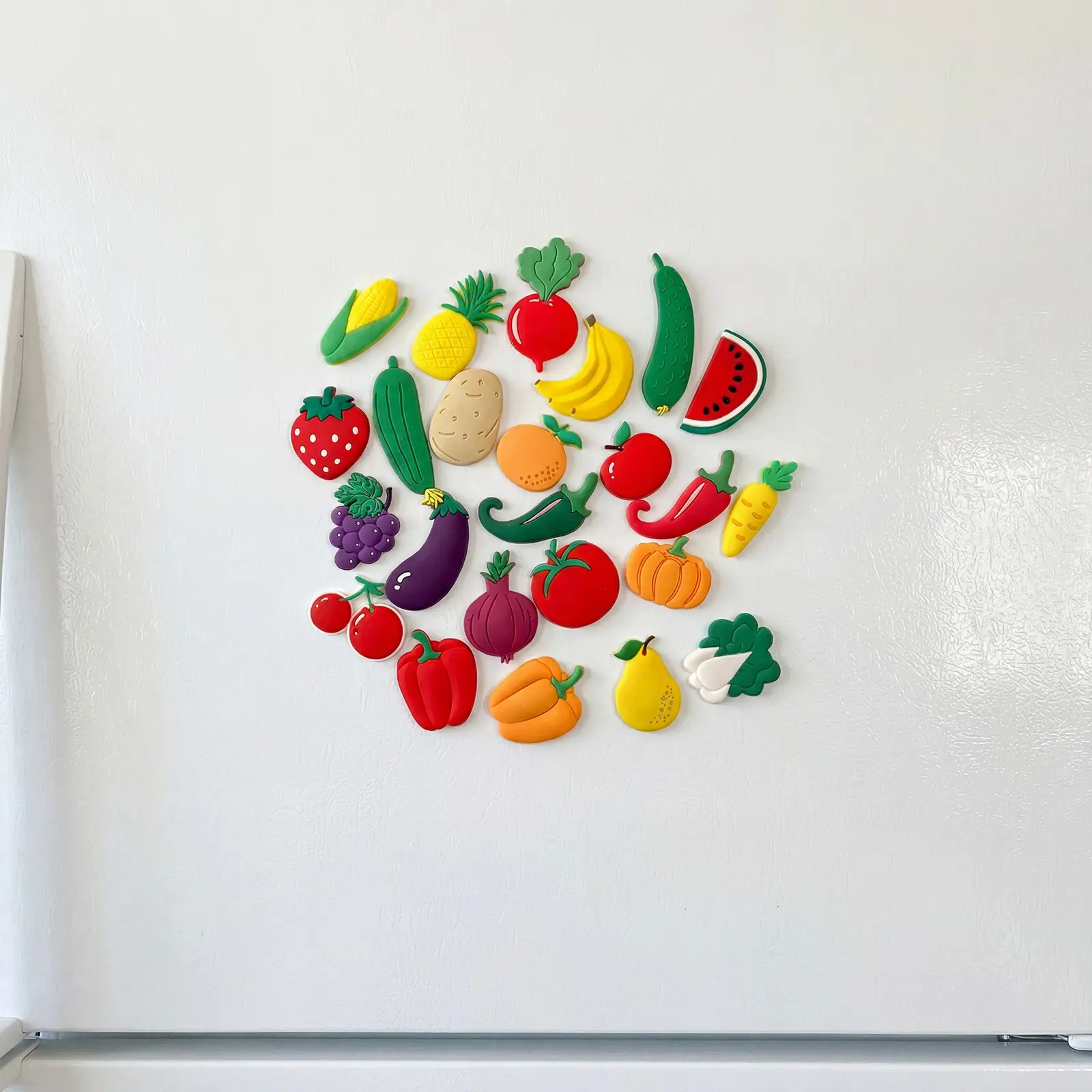 Fruit & Vegetable Shaped Fridge Magnet, 24pcs Cute Cartoon Refrigerator Magnet, Fridge Magnet for Home Decor, Kitchen Decor, Magnetic Stickers for Refrigerator Or Whiteboard, Refrigerator Decorating Magnet, Magnetic Item, Cute Magnets
