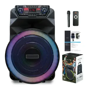 Super Loud Portable Bluetooth PA Speaker System 18inch Sub Woofer Heavy Bass Subwoofer Karaoke Machine Rechargeable Outdoor High Power Audio Equipmen AUX/ TWS/ Rechargeable/FM Radio/ Remote Control / Microphone / LED Lighting/ USB