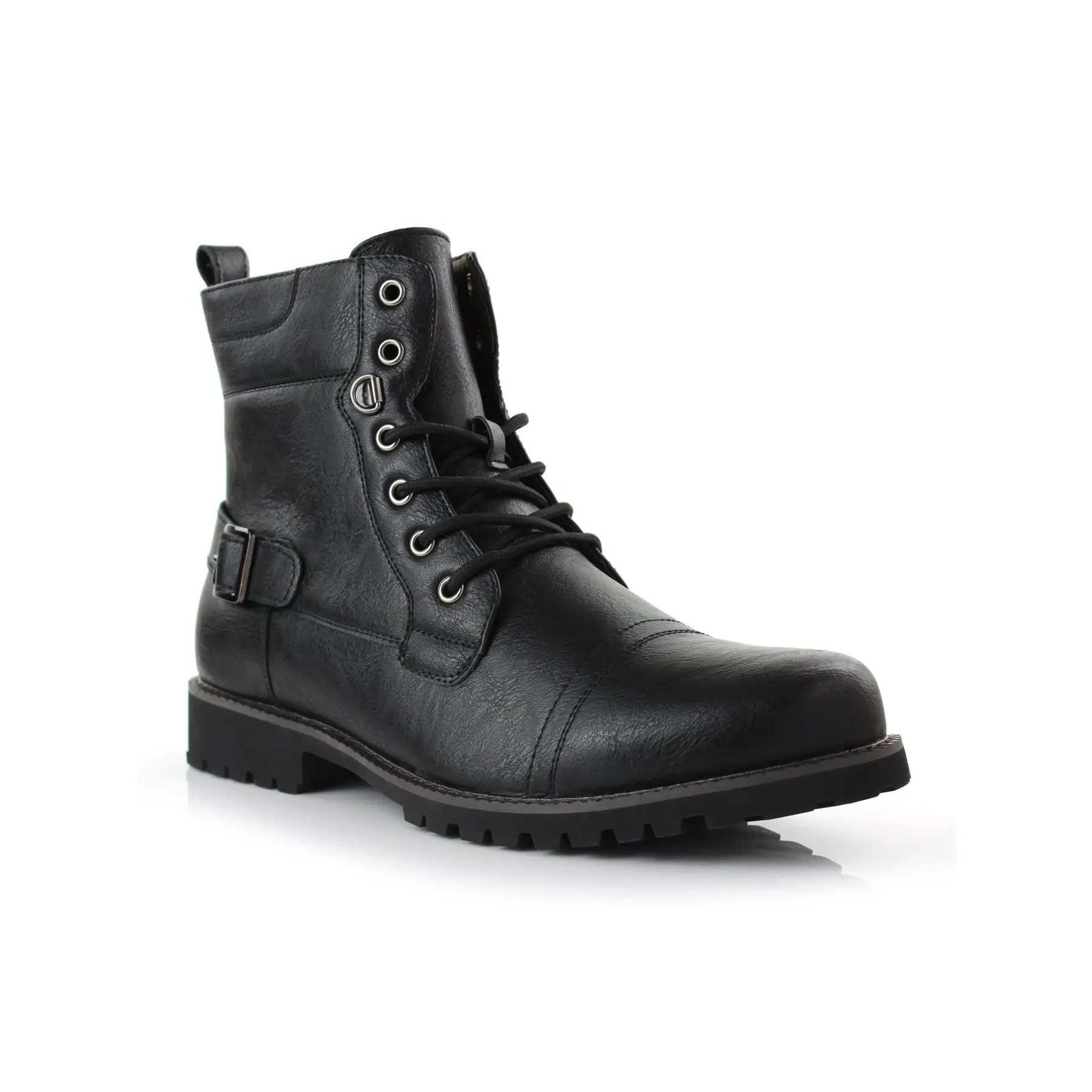 Polar Fox Fabian classic cap-toe winter boots with fur lining, in Black Fur, Men's Size 6.5 - 13