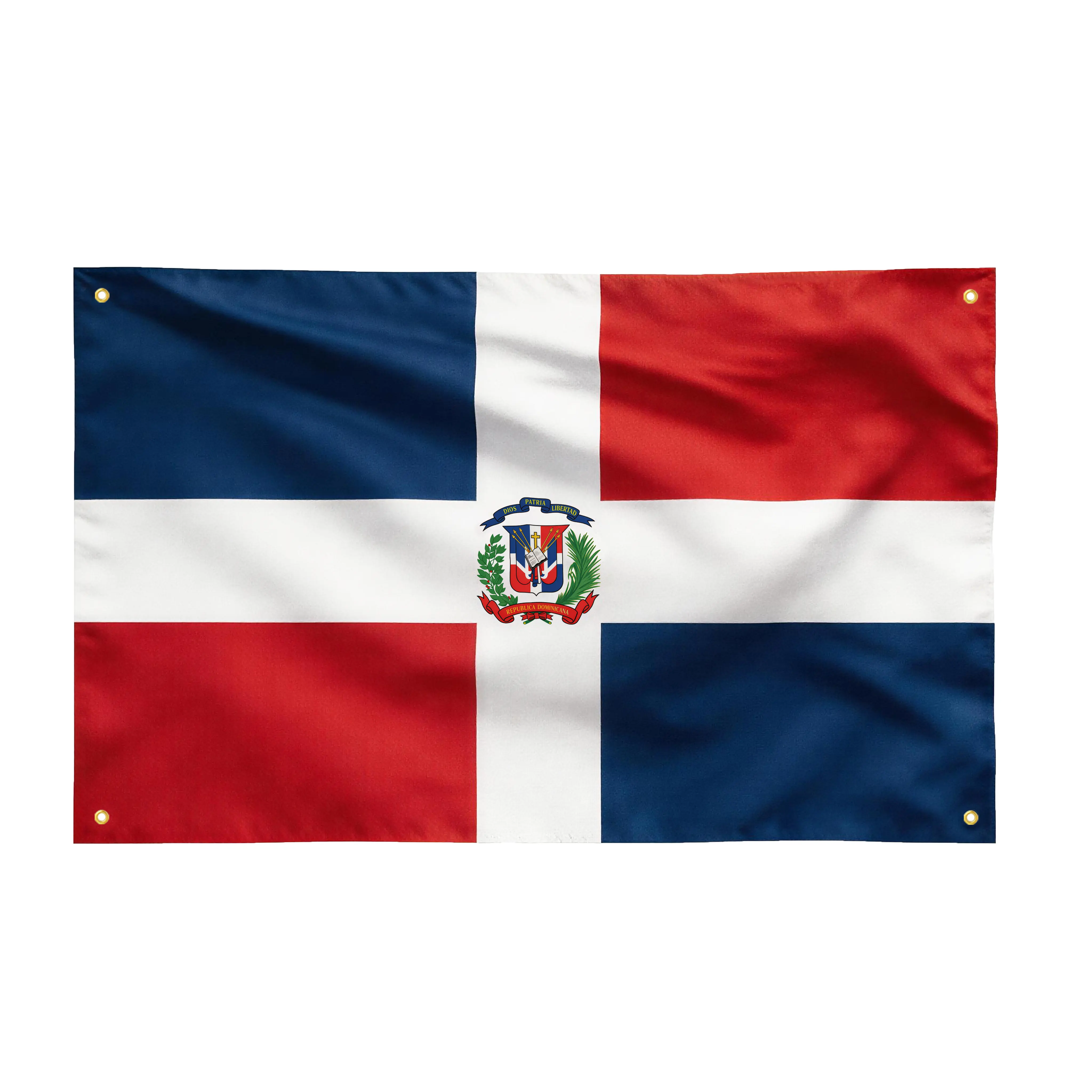 Dominican Flag Polyester Banner (1pc, 3x5ft, 100D) - Party Decorations Banners, International Festive Flags, Independence Day Decoration for Home/Festive Use with Mounting Hardware Hooks, Ready to Hang