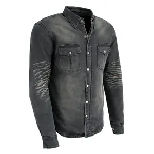 Milwaukee Leather Men’s Solid Armored Motorcycle Riding Shirt with Aramid Fiber Reinforcement and CE Removable Armor