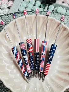 US Flag Star Patriotic Beadable Pen Set