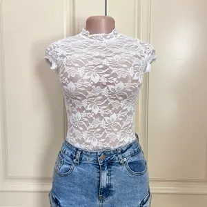 Kendra Lace Short Sleeve Bodysuit