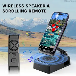 Wireless Speaker Cellphone Stand with Remote Control for Tiktok Scrolling, Rechargeable Portable Mobile Tablet Stand, Gifts for Family Friends Smartphone Mount(UPGRADED)Everlanelnspired17XXPacePivot9