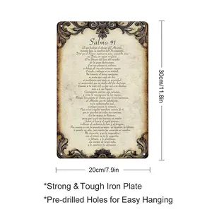 Vintage Rustic Salmo 91 Psalm Aluminum Sign 8x12in Christian Wall Decor for Home Church Religious Gift Bible Verse Art