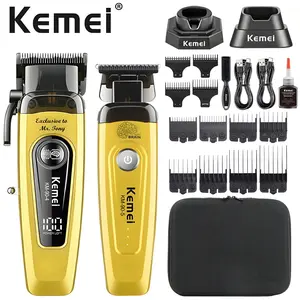 Km-90-4 Brushless Motor Hair Clipper, Professional Graduated Trimmer for Barbershops, Oil-Free Hair Salon Tool, Model Km-90-4, USB Fade Clipper
