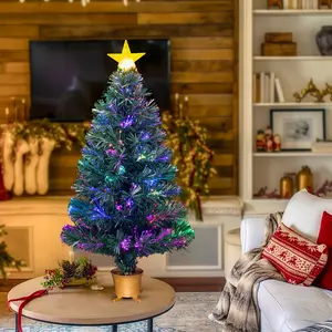 90cm Fiber Optic Christmas Tree with Star Topper, and Transparent Options, LED Lights, USB Powered, Indoor Decor