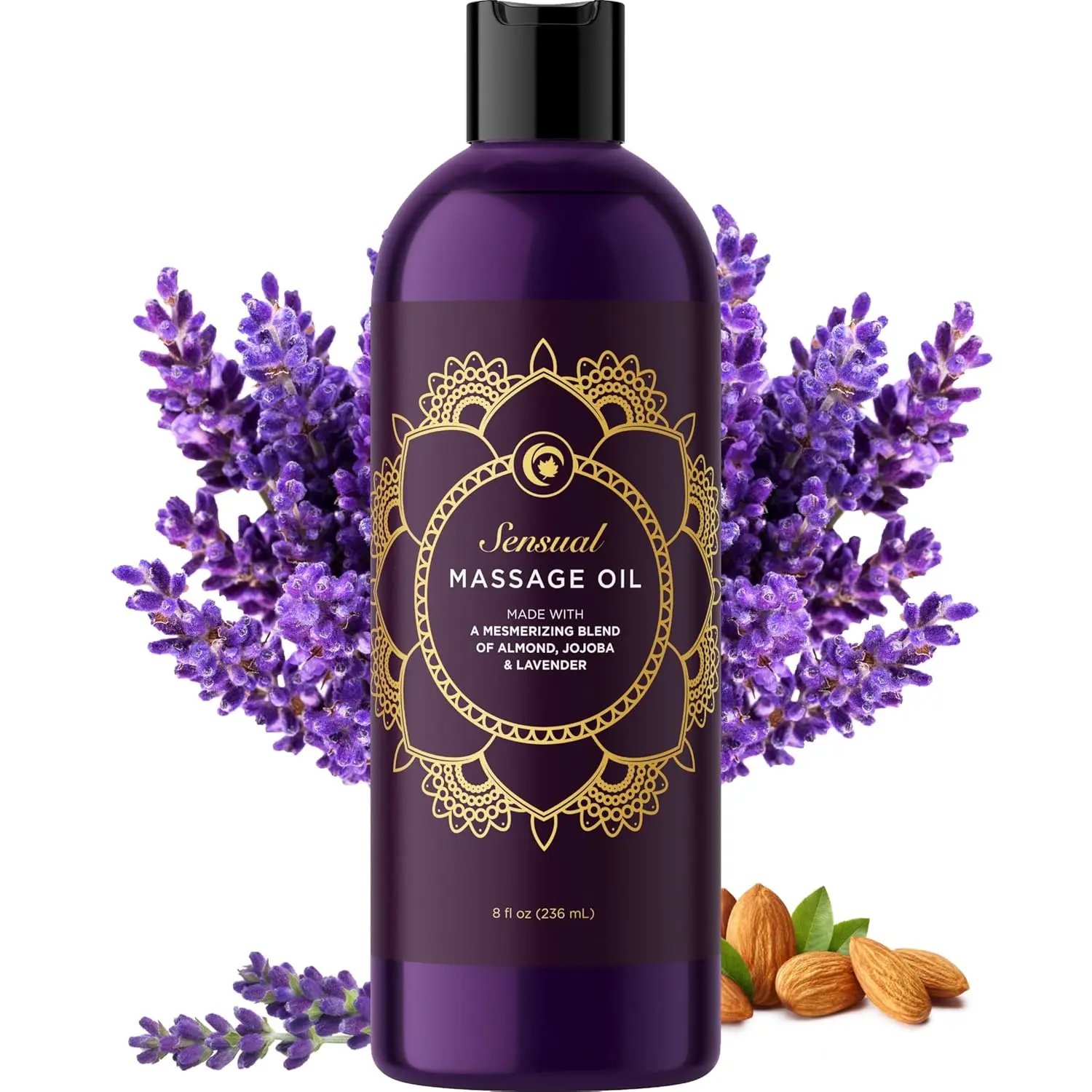 Aromatherapy Sensual Massage Oil for Couples  Relaxing Full Body Massage Oil for Date Night with Sweet Almond Oil  Vegan Lavender for Massage Therapy Smooth Gliding Formula 8 Fl Oz