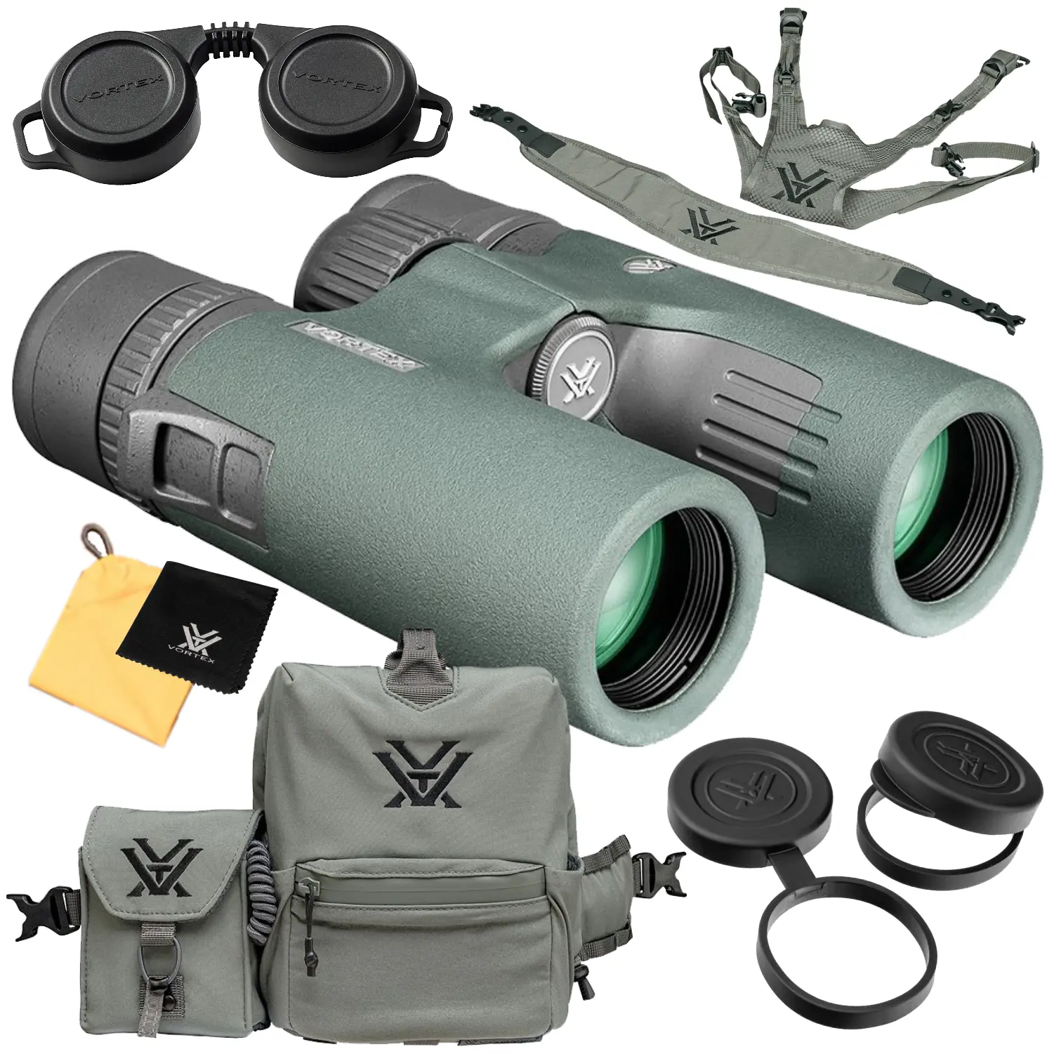Vortex Optics Razor UHD 8x32 Open-Hinge Binoculars with Rubber Armor, Waterproof for Adult Hunting and Adventure, Includes GlassPak Pro Harness (RZB-0832)