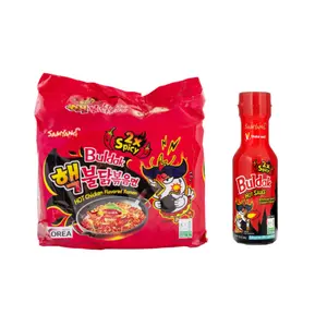Samyang Buldak Ramen, Spicy Bomb Pack, 2x Spicy (5 packs noodle, 1 bottle spicy sauce) Chicken Food Instant