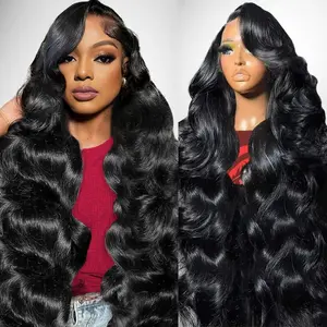13x6 & 13x4 Black Body Wave Hair Lace Front Wigs Human Hair Hair Pre Plucked HD Transparent Lace Frontal Human Hair Wigs 180% Density For Black Women