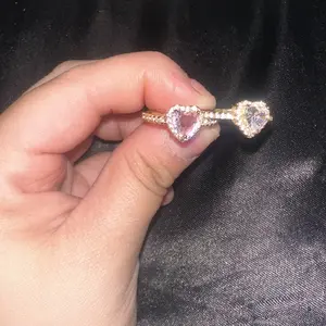 Women's Elegant Artificial Crystal & Rhinestone Decorated Heart Design Ring, Exquisite Trendy Engagement Ring, Fashion Accessories for Party & Daily Decor for Women & Girls