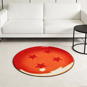 Gradient Red Sun Star Circular Plush Non slip Absorbent Thickened Soft Easy to Clean Rug, Modern Indoor Rug, Suitable for Living Room, Tea Table, Bedside, Modern Home Decoration Round Rug