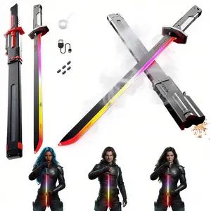 SparkBlade LED Lightsaber Toy Cyberpunk -28.3" Light-Up Propfor Cosplay, Raves & Festivals RGB Lights Durable CollectibleItem St Patrick’s Day Gifts Party USB