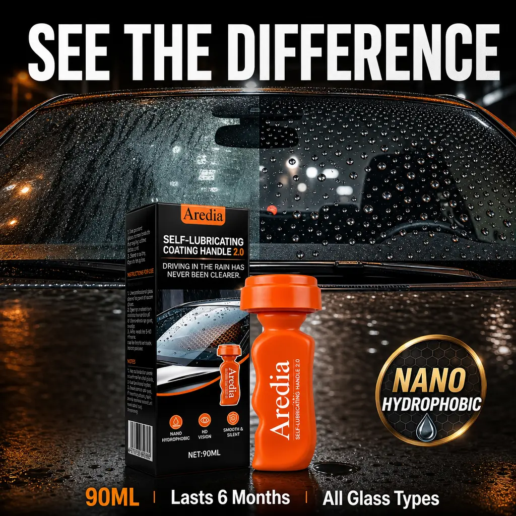 Aredia Nano Ceramic Windshield Coating Kit - 2.0 Self-Lubricating Handle, Hand Apply, Waterbeading, Rain Repellent, Anti-Glare HD Vision, UV Protection, Car Glass Sealant, Long-Lasting Shield, All-Weather Use, Car Cleaning Agent, Auto Detailing Supplies,,