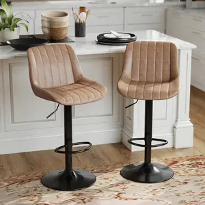 ERMNOIS Bar Stools, Swivel Counter Height Barstools with Back, Adjustable Anti-Scratch Fabric Bar Chairs, Modern Armless Kitchen Island Stool