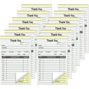 12 Pack Thank You Receipt Book for Small Business, 3.5 x 5.5 Inch, 2 Part Carbonless Sale Order Book, Order Pads Invoice Book 50 Sets Each Pad,Total 600 Sets