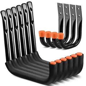 10-Pack Garage Hooks Practical Hooks 9inch and 6inch Garage Hooks Heavy-Duty Wall Hooks Suitable for Bicycles Kayaks and Hanging Ladders Storage Set Installation Metal Hangable Hooks