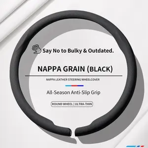 2026 New All-Season Ultra-Thin Nappa Leather Steering Wheel Cover Non-Slip Sweat-Absorbent for Men Women Quick-Turn Auto Accessory Ideal Car Gift
