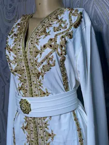 Morocco kaftan   Free size purple Moroccan kaftan Embroidered Moroccan Kaftan, an Aqua Elegance Belted Abaya,