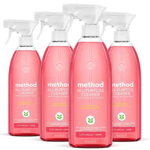 Method 28 oz. Pink Grapefruit All-Purpose Natural Surface Cleaner, Plant-Based Cleaner, Biodegradable Cleaner, Cruelty-Free Cleaner, 100% Recycled Plastic Bottle, Grease Cutting Cleaner, Non-Toxic Household Cleaner.