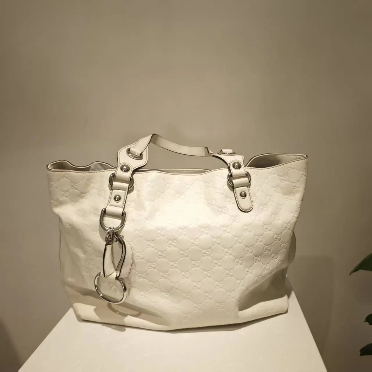 Pre-owned GUCCI Guccissima leather Tote Bags White Tote Bag