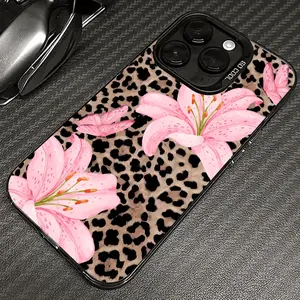 Floral Leopard Print Phone Case, Valentine's Day Gift, Anti-Drop Thick Key Button, Compatible with iPhone 17/12/13/14/15/16/7/8