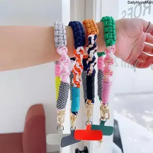 Short Twisted Braided Phone Lanyard Anti-Lost Wrist Strap Keychain in Multiple Colors for Secure Attachment