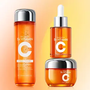 3PCS Vitamin C Multi-Pack Facial Care Set - Toner, Serum, Face Cream, Moisturizer for Daily Skincare Routine, Hydrate, Gentle Lightweight Formula, All Skin Types, Ideal Women's Beauty Gift